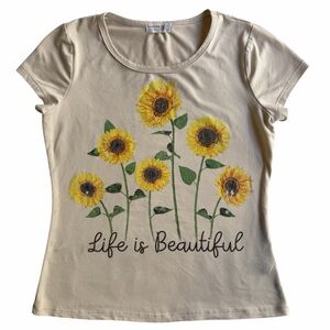Girls Beautees Sunflower Graphic Tee